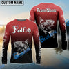 BlueJose Redfish Puppy Drum Fishing Custom Name 3D Shirts