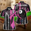 BlueJose Billiards Pink Ribbon with 8-Ball and Flag Breast Cancer Awareness Customized Name, Team Name 3D Shirt