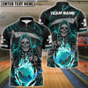 BlueJose Bowling And Pins Reaper Flame Customized Name 3D Shirt (4 Colors)
