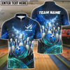 BlueJose Bowling And Pins Light Crash Customized Name 3D Shirt (4 Colors)