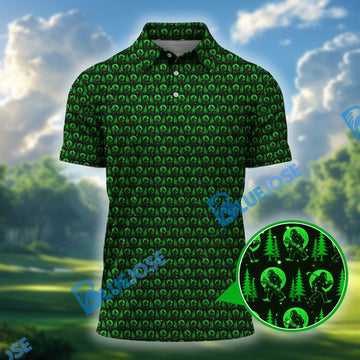 BlueJose Bigfoot Golf Pattern Shirt, Funny Sasquatch Golf Polos, Golf Gift for Men, Crazy Golf Shirts For Golfers