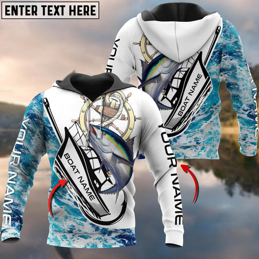 BlueJose Personalized Name Tuna Hook Boat Fishing Hoodie For Team And Boat 3D