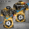 BlueJose Billiards Ball 8 Fire Rays Of Light Texture Personalized Name Shirt (6 Colors)