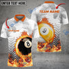 BlueJose Billiards Ball 8 And 9  White Fire Flame Smoke Personalized Name, Team Name Shirt (4 Colors)