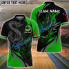 BlueJose Bowling And Pins Solid Snake Customized Name 3D Shirt ( 6 Colors)