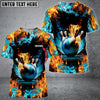 BlueJose Blue Bowling Ball And Pins On Fire Customized Name 3D Shirt