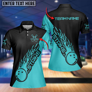 BlueJose Cyan Bowling Strike Personalized All Over Printed Shirt For Women
