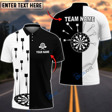 BlueJose Black And White Darts Personalized Name, Team Name Shirt