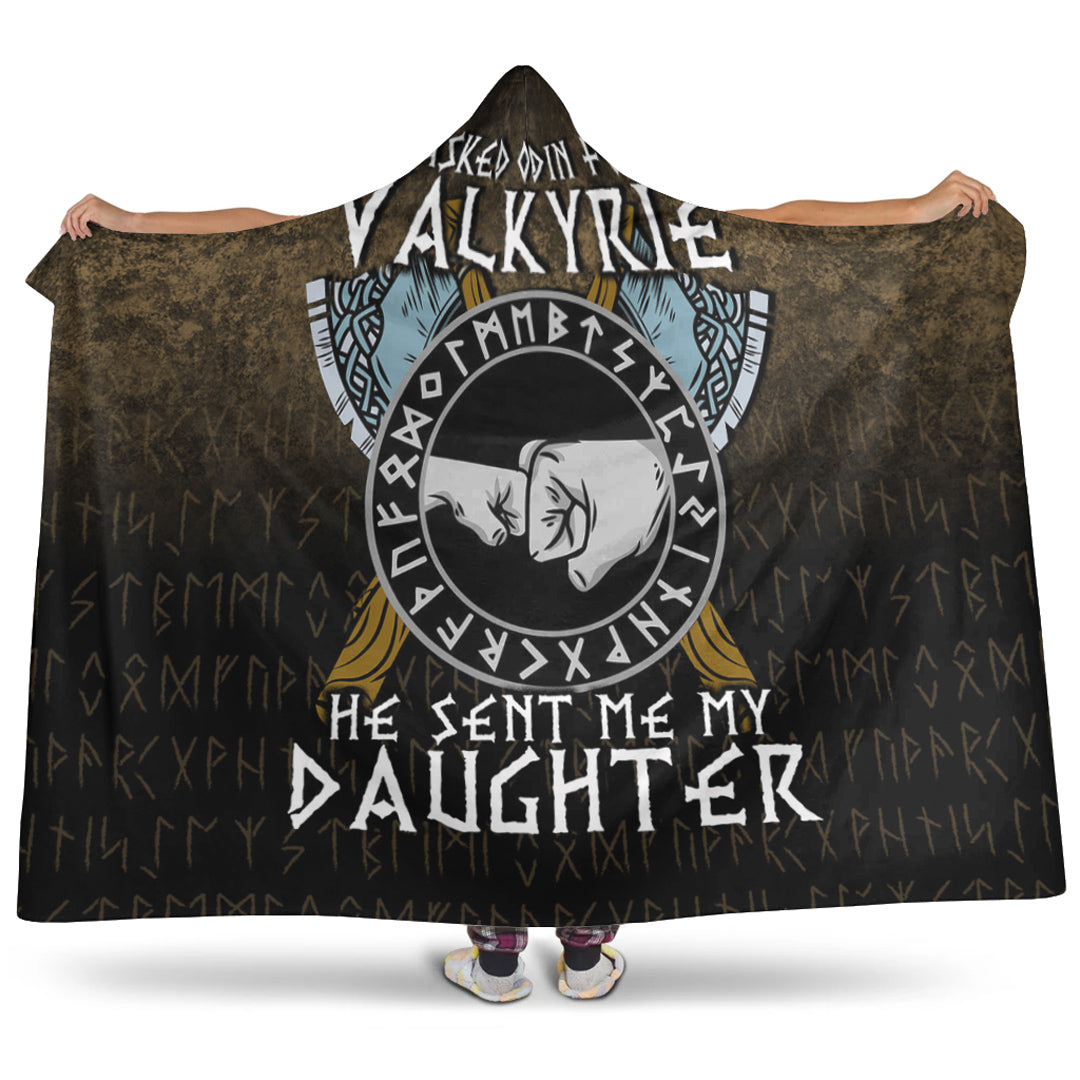 VikingStyle Hooded Blanket - I asked Odin for a Valkyrie Viking Daughter Hooded Blanket A7