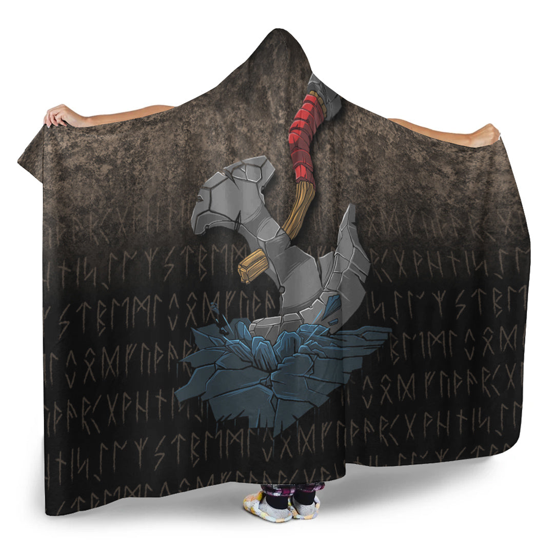 VikingStyle Hooded Blanket -Viking Axe Norse Mythology Hooded Blanket A7