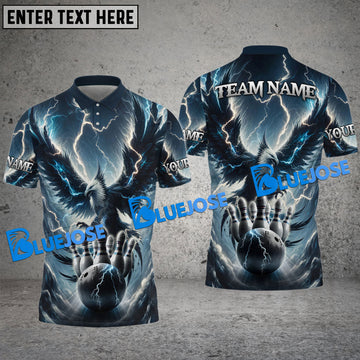 BlueJose Bowling And Pins Thunderbird Customized Name, Team Name 3D Shirt