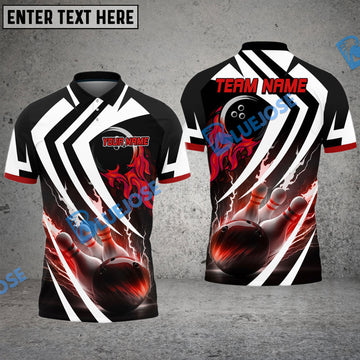 BlueJose Bowling And Pins Thundering Strike Multicolor Customized Name 3D Shirt ( 4 Colors )