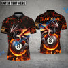 BlueJose Billiards Ball 8 Baby Fire Dragon Personalized Name, Team Name Unisex Shirt (4 Colors)