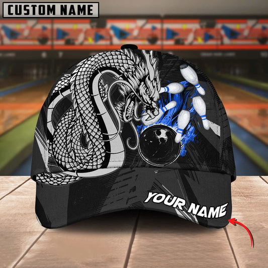 BlueJoses Bowling Dragon Flame Fire Multicolor Personalized Name Cap
