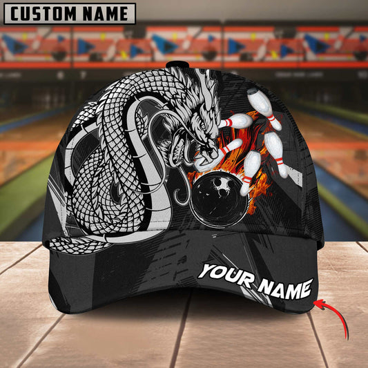 BlueJoses Bowling Dragon Flame Fire Multicolor Personalized Name Cap