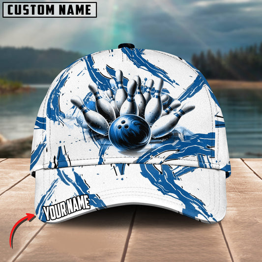 BlueJoses Bowling Ball & Pins Sport Multicolor Personalized Name Cap