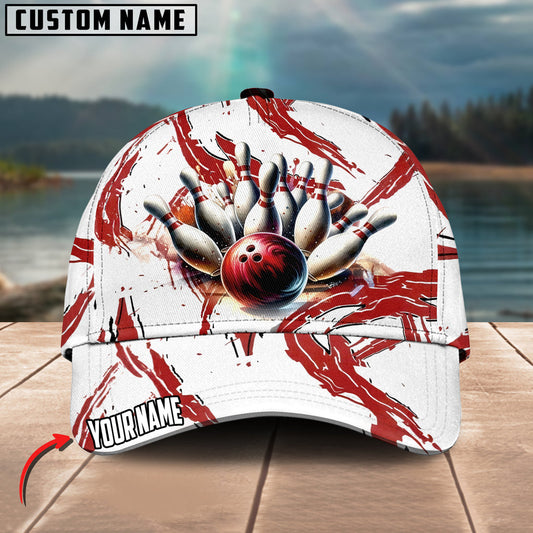 BlueJoses Bowling Ball & Pins Sport Multicolor Personalized Name Cap