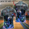 BlueJose Bowling And Pins Thunder Lightning Flame Eagle Customized Name, Team Name 3D Shirt (4 Colors)