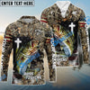 BlueJose Bass Fishing Cross Camo Custom Name & Team Name 3D Shirts