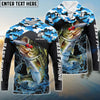 Bluejose Bass Fishing Blue Camo Sport Custom Name & Team Name 3D Shirts