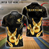BlueJose Bowling And Pins Dotted Golden Crown King Multicolor Options Personalized Name, Team Name 3D Shirt (4 Colors)