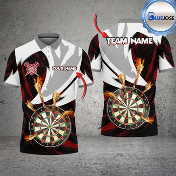 BlueJose Darts Flame Thunderstorm Personalized Name, Team Name Shirt (4 Colors)