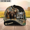 BlueJose Moose Hunting American Flag Camo Pattern Multicolor Personalized Name 3D Cap (4 colors)
