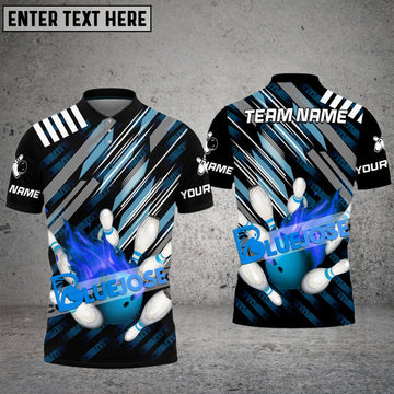 BlueJose Bowling And Pins Broken Line Customized Name 3D Shirt (5 Colors)