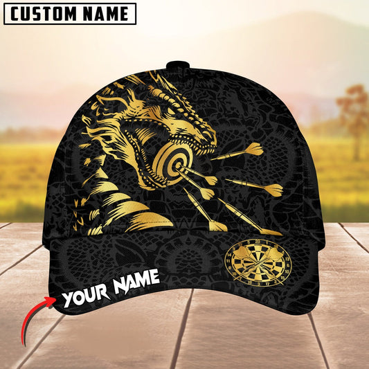 BlueJose Darts Dragon Golden Luxury Pattern Personalized Name Cap (4 Colors)