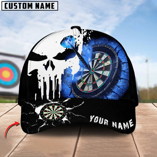 BlueJose Darts Skull Dartboard Pattern Personalized Name Cap (4 Colors)