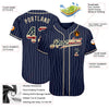 BlueJose Custom Navy White Pinstripe Vintage Usa Flag-Cream Authentic Baseball Jersey