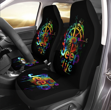 BlueJose Jeep Life Compass Beach Tie Dye Car Seat Cover