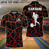 BlueJose Bowling and Pins Black Red Customized Name, Team Name 3D Shirt