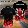 BlueJose Bowling And Pins Ink Fire Pattern Customized Name 3D Shirt (4 Colors)