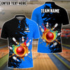 BlueJose Bowling And Pins Ink Break Pattern Customized Name, Team Name 3D Shirt (4 Colors)