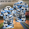 BlueJose Bowling And Pins Color Camo Pattern Customized Name, Team Name 3D Shirt (4 Colors)