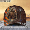 BlueJose Bear Hunting Premium Leather Pattern Personalized Name Cap (4 Colors)