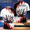 BlueJose Bowling And Pins Black Red Customized Name 3D Shirt