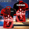 BlueJose Flame Bowling Ball Break Pins Personalized Name and Team Name 3D Shirt (4 Colors)