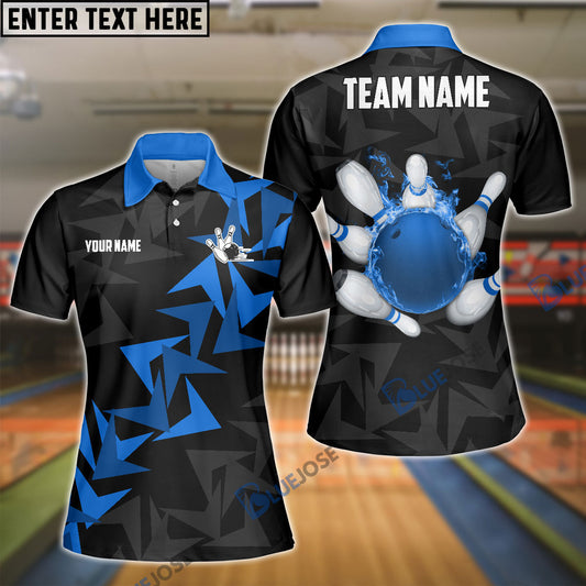 BlueJose Bowling And Pins Fallen Leaves Pattern Customized Name 3D Shirt for Women (4 Colors)