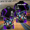 BlueJose Bowling And Pins Cube Pattern Customized Name 3D Shirt (4 Colors)