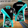 BlueJose Bowling and Pins Lightning Pattern Personalized Name, Team Name 3D Shirt (4 Colors)
