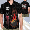 BlueJose Funny Flame Skull Bowling Team Personalized Name Hawaiian Shirt
