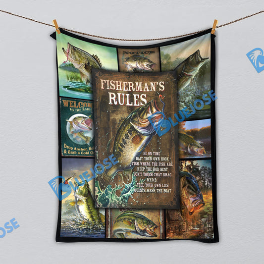 BlueJose Fisherman's Rules Fishing Blanket