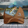BlueJose Personalized Fishing Leather Pattern Cap (Bass, Striped Bass, Catfish, Trout, Crappie, Salmon, Walleye, Pike)
