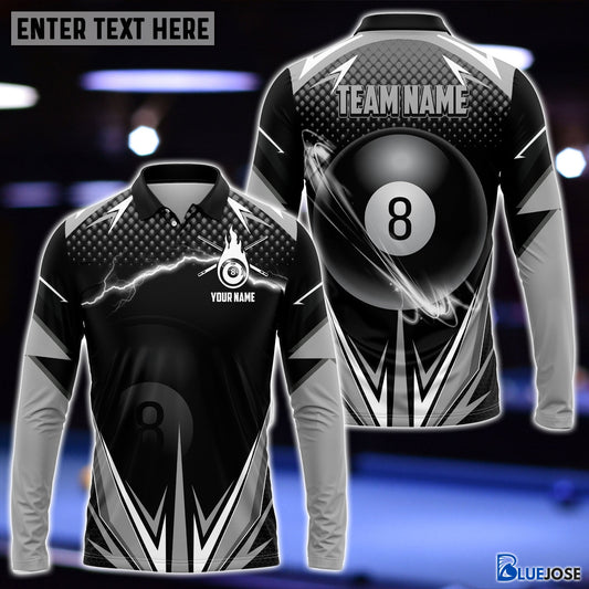 BlueJose Billiards Gray Personalized Name, Team Name Shirt