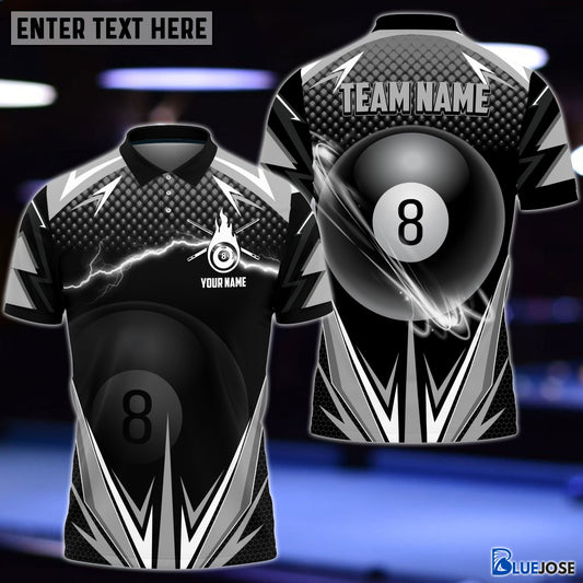 BlueJose Billiards Gray Personalized Name, Team Name Shirt
