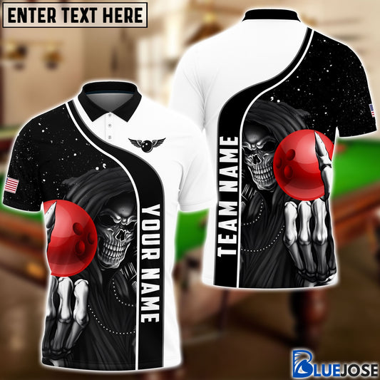 BlueJose Bowling And Reaper Customized Name 3D Shirt, Personalized Shirts For Bowling Players