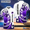 BlueJose Personalized Name and Team Name Fire Color Bowling Player Multicolor Polo Shirt