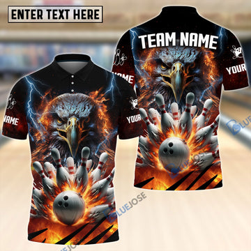 BlueJose Eagle Power Bowling And Pins Customized Name 3D Shirt Personalized Shirts For Bowling Players
